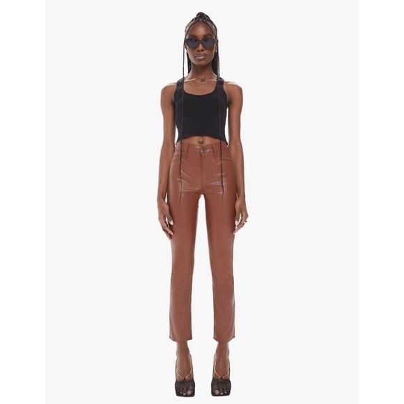 Mother Mid Rise Dazzler Ankle Pants Friar Brown